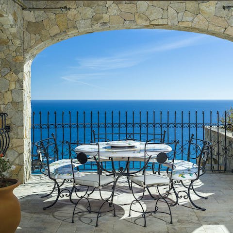 Enjoy views of the sea while dining alfresco