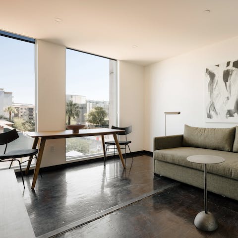 Take in the views over downtown Phoenix from your comfy sofa