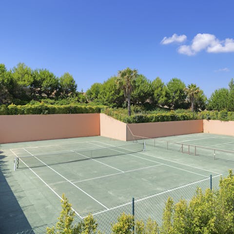 Practice your serve on the communal tennis courts
