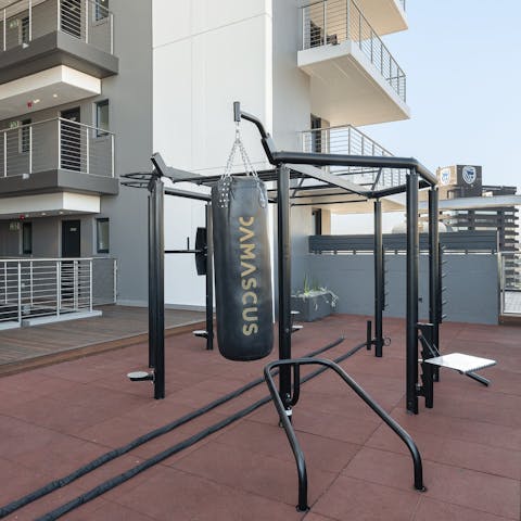 Start mornings with a light workout in the outdoor gym