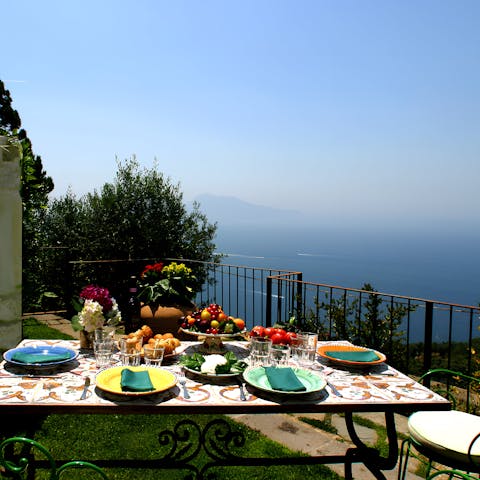 Serve up an alfresco Italian feast overlooking stunning views of the Mediterranean Sea