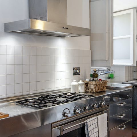 Whip up an Italian feast in the stainless-steel kitchen