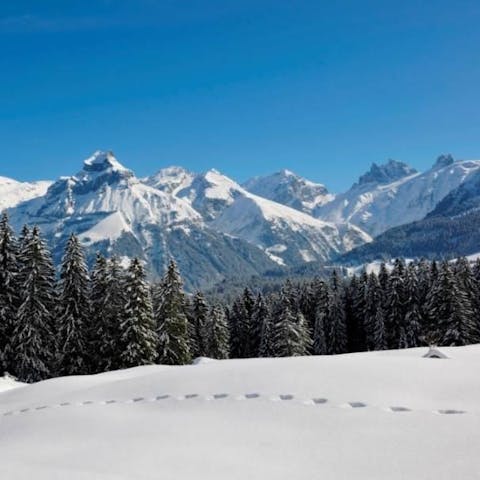 Explore the stunning Titlis mountains – the ski lift is just a few steps away