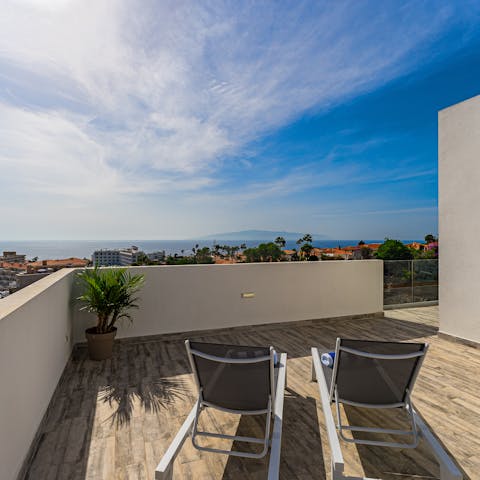 Sprawl out on the sun loungers and admire the sea views