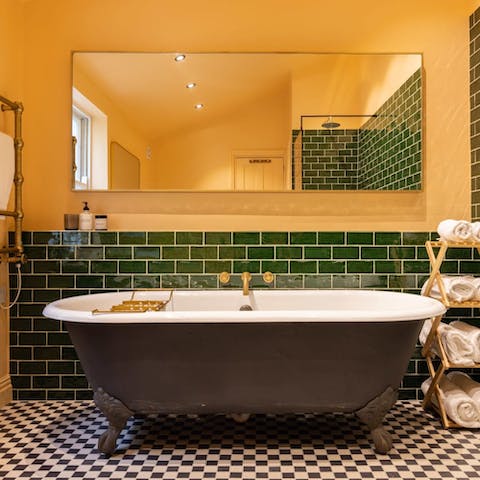 Treat yourself to a soak in the stylish clawfoot tub