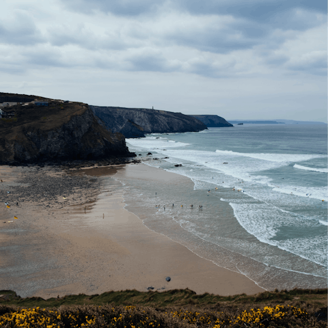 Stroll down to the spectacular Porthowan Beach in less than ten minutes