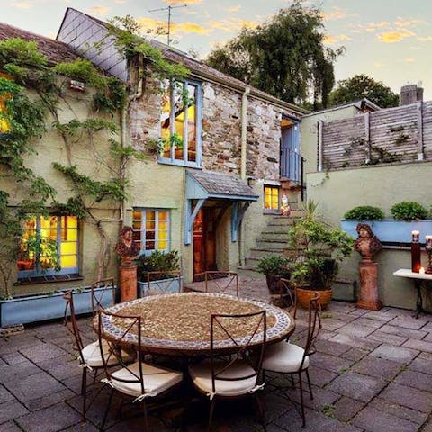 Spend long summer evenings eating, drinking and socialising in the lovely courtyard