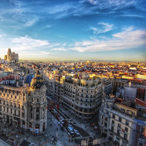 Explore the vibrant city of Madrid – you can arrive in the city centre within half an hour