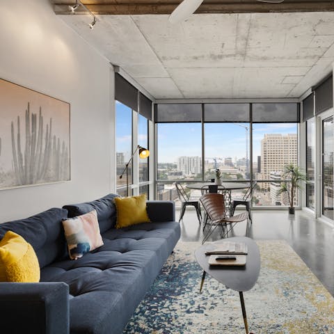 Relax in style with views of neighborhood