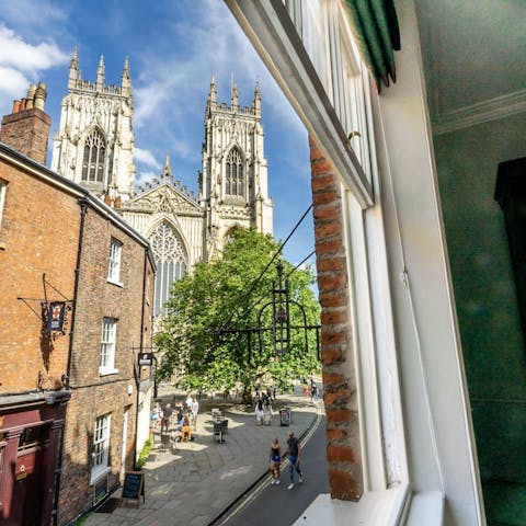 Gaze out to incredible views of York Minster from upstairs (or walk there in two minutes)