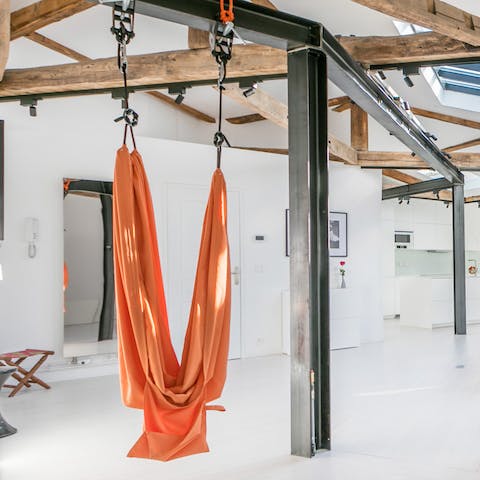 Get into the swing of things on the vibrant living-room swing