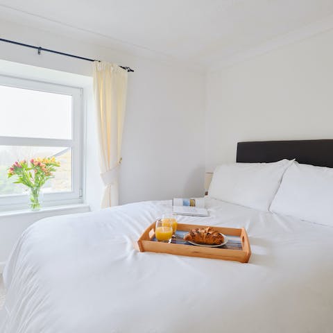Treat yourself to breakfast in bed before a family outing to St Michael's Mount