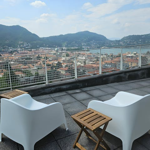 Enjoy views across Como from the shared rooftop terrace