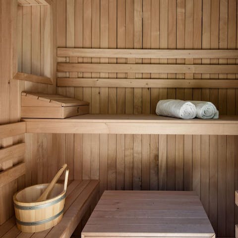 Unwind in the sauna after a long day exploring