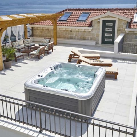 Head up to the rooftop terrace for a soak in the hot tub