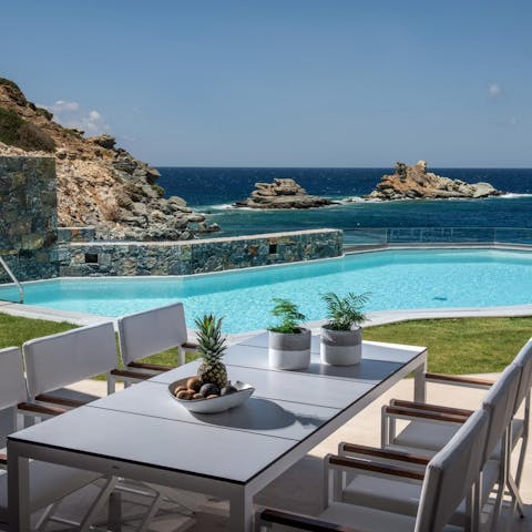 Enjoy your incredible beachfront location, just a fifteen-minute drive from Heraklion