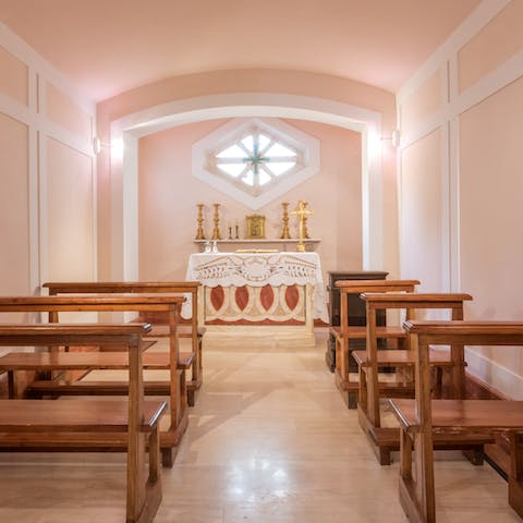 Visit the consecrated church on the ground floor on Sunday, with permission from your host