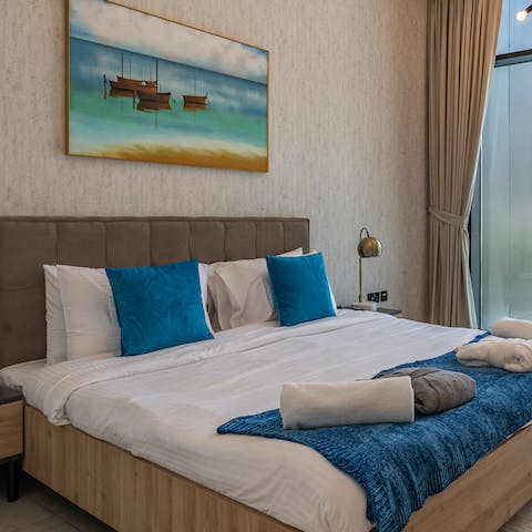 Get a good night's rest in the plush bedroom