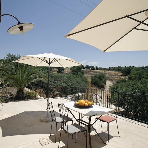 Lay the table for an alfresco lunch on the private terrace