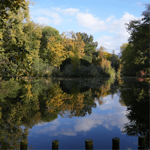 Hop on a city bike and head for Tiergarten Park, just an eleven-minute cycle ride away