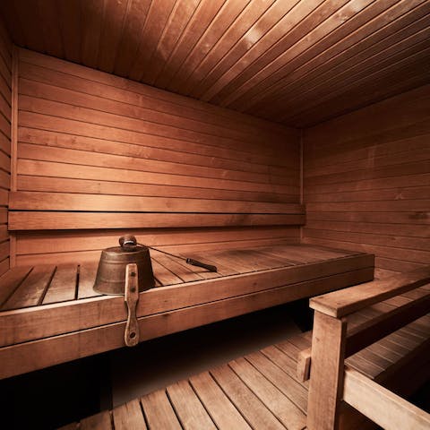 Detox in the home's sauna and leave feeling well-rested and relaxed