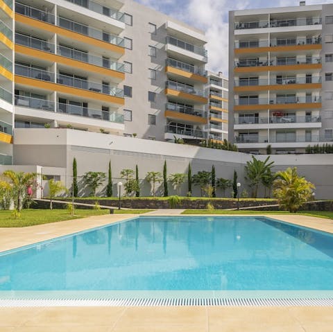 Cool off on sunny afternoons with a dip in the communal pool 