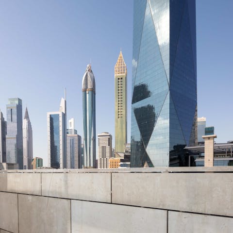 Admire the wonderful view of Dubai's shiny skyscrapers from your private balcony