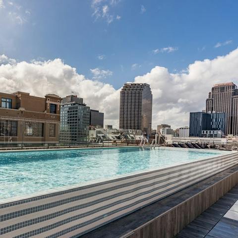 Plunge into the rooftop pool