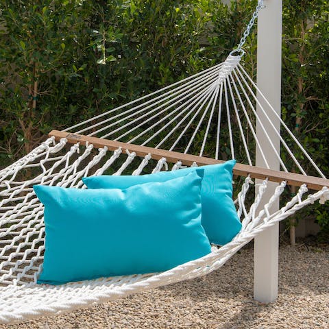 Read in the hammock by the lemon tree