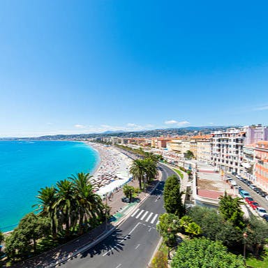 Walk 8 minutes towards the French Riviera's most famous beach