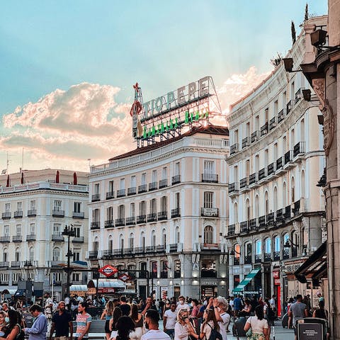 Have a walk around Puerta del Sol, also a five-minute stroll away
