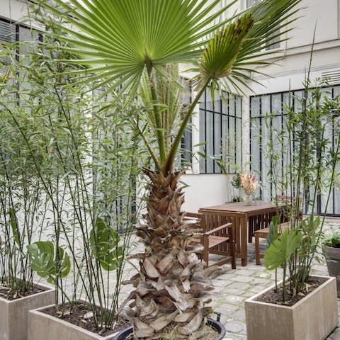 Feel at one with nature, despite staying in the centre of Paris with greenery in the courtyard