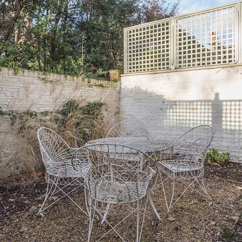 Unwind with a glass of wine or cup of tea in the garden