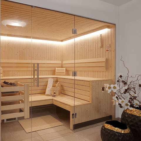 Relax in your lauge sauna after a long day exploring