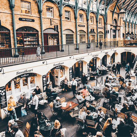 Browse boutiques and stop for brunch in Covent Garden's covered market, just four minutes' walk away
