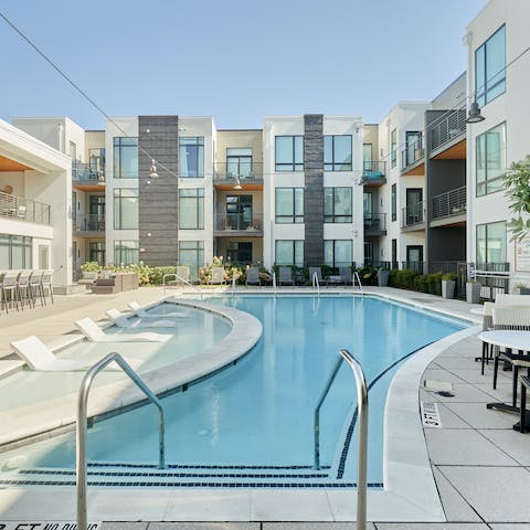 Spend afternoons taking dips in the communal pool