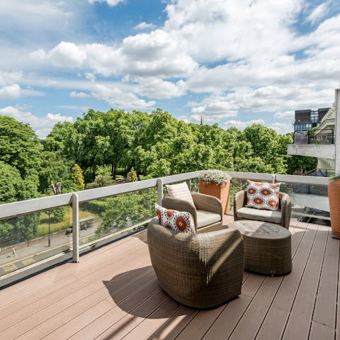 Take a seat out on the terrace and look out over the peaceful treetop vista