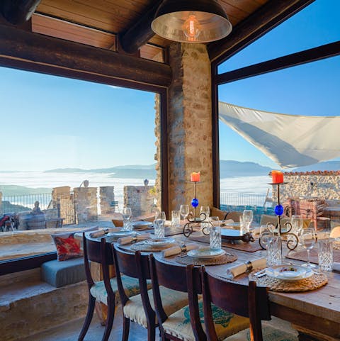 Admire phenomenal views as you dine indoors or out