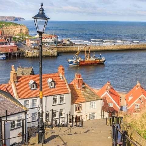 Discover the cobbled streets and historic sights of Whitby