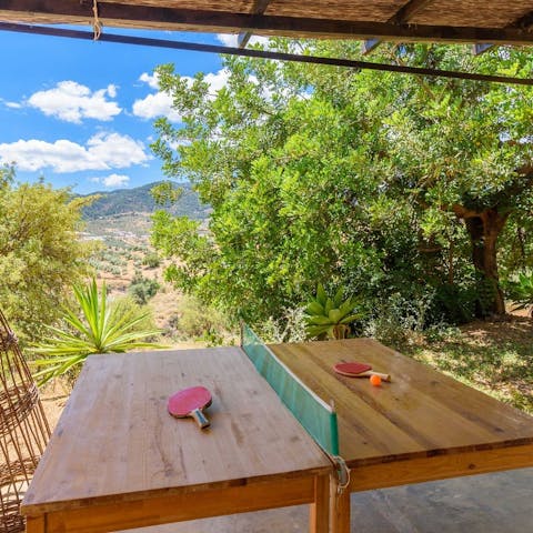 Blow off some steam with a round or two of table tennis in the fresh air