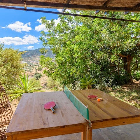 Blow off some steam with a round or two of table tennis in the fresh air