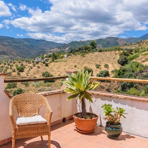 Gaze out at the Sierra de las Nieves mountain range from your private terrace