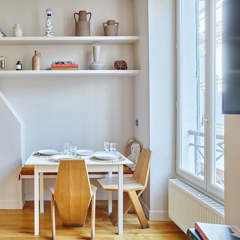 Dine or get some remote work done as natural light fills the living space