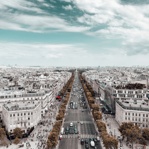 Stroll along the famous Promenade des Champs-Élysées just a short walk from your doorstep