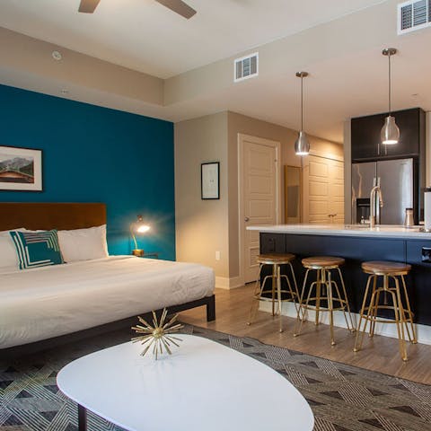 Enjoy the chic decor and clever use of space