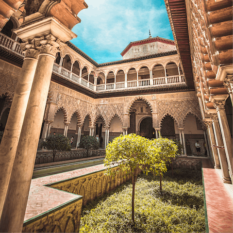 Explore the  Royal Alcazar of Seville – it's just a few metres away