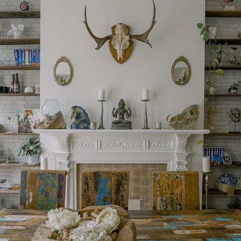 Admire all the quirky objects and art around the home