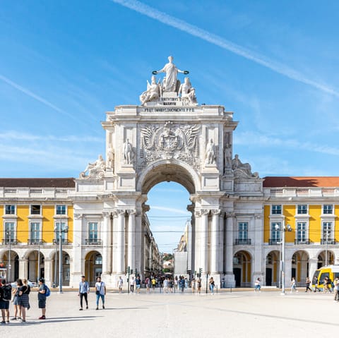 Visit bustling Praça do Comércio, a ten-minute stroll from your door