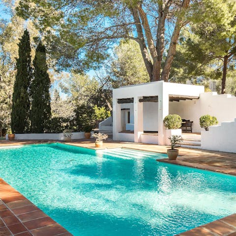 Cool off in the home's private pool