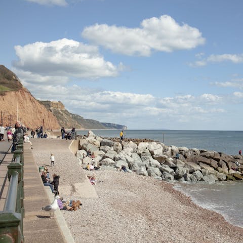 Spend the afternoon relaxing on Sidmouth Beach, ten minutes' walk away